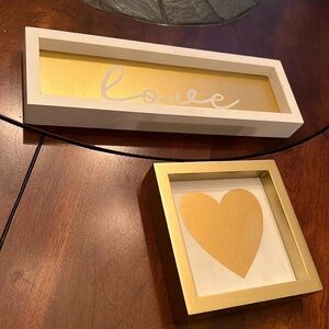 Gold and white love and heart decor